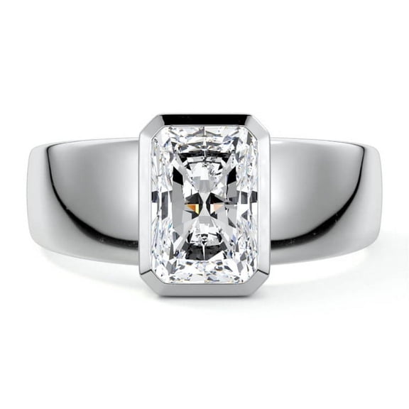 Alor Jewel 2.2 Ct Radiant Cut Lab-Created Simulated Diamond Bezel Set Engagement Ring 14K White Gold Plated Ring for Her