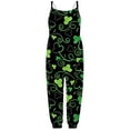 thumbnail image 5 of MAIHAN St Patricks Day Jumpsuits for Girls Overalls Shamrock Print Rompers with Adjustable Straps,Wide Leg Loose Fit Boho Floral Cute Outfits(Black4,5-6 Years), 5 of 5