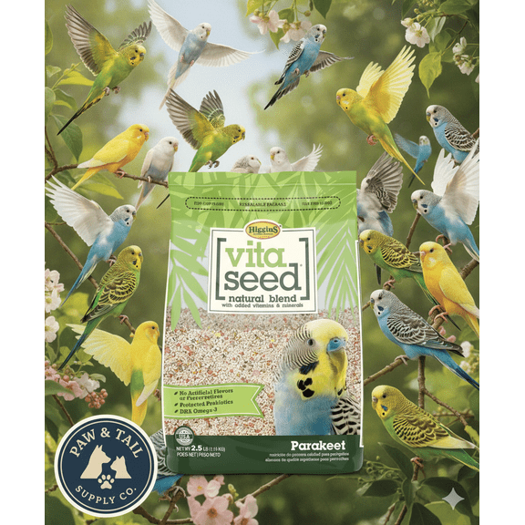 Higgins Vita Seed Parakeet Food 5 lbs. Premium Seed Blend w/ Probiotics & DHA
