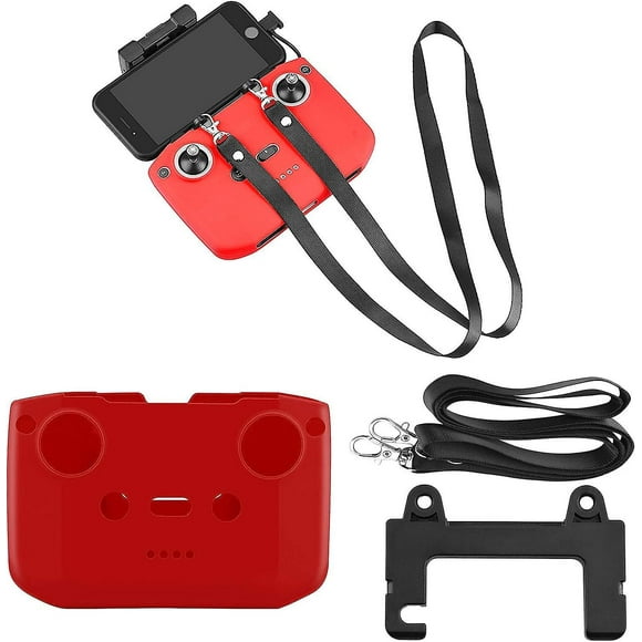 Red-mini 3 Pro Remote Control Protective Silicone Dust Cover Remote Control Case + Double Buckle Metal Strap (for Dji Mini 3 Pro/mavic 3/ Air 2s/ Mini