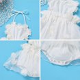 thumbnail image 4 of FYMNSI Newborn Infant Baby Girl 1st Birthday Cake Smash Outfit 3D Flower Princess Tutu Tulle Dress Bodysuit Flower Crown Headband 2pcs Set 12-18 Months White Flower, 4 of 7