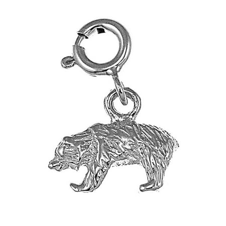 18K White Gold Bear Pendant - 13 mm