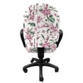 thumbnail image 3 of Floral Office Chair Slipcover, Vintage Composition Butterflies Apple Blossom, Protective Stretch Decorative Fabric Cover, Standard Size, Ivory Pale Pink Green, by Ambesonne, 3 of 5