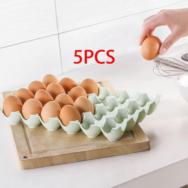 5x Caja de huevos Bandeja de huevos Contenedor de gran capacidad Refrigerador Contenedor de almacenamiento para congelador Cocina Nevera Cocina , verde claro Macarena Titular de almacenamiento de huevos