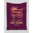 thumbnail image 1 of Baby Shower Tapestry, Its a Girl Baby Shower Lettering with Vintage Style Stroller Gifts, Wall Hanging for Bedroom Living Room Dorm Decor, 40W X 60L Inches, Salmon Plum and Mustard, by Ambesonne, 1 of 2