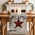 thumbnail image 2 of Table Runner - 72 Inch Long, Texas Star Vintage Kitchen Dining Table Runner Dresser Scarves, Red Retro Berry Beige Wooden Farmhouse Decor for Coffee Tables Wedding Party Banquet, 2 of 8