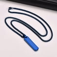 thumbnail image 4 of HOOUN Blue Neckace Simple Design Pendant Cube Stick Pendants Stainless Steel 24'', 4 of 5