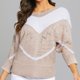 thumbnail image 1 of Suéter de cuello redondo para mujer, suéter holgado de rayas con aberturas laterales, suéter de punto con mangas largas para mujer, 1 of 4