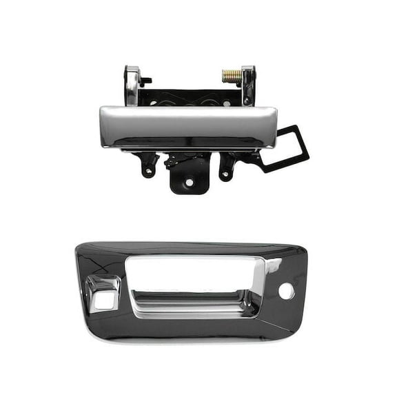 Tailgate Handle and Bezel Kit 2 Piece - Compatible with 2007 - 2013 Chevy Silverado 1500 2008 2009 2010 2011 2012
