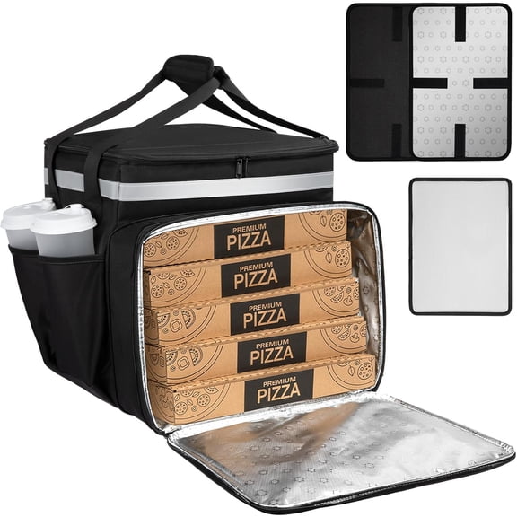Food Delivery Backpack, Expandable Delivery Backpacks for Hot/Cold with Reflective Strips and Cup Holder. Bike Delivery Bag Backpack Suitable for Uber Eats, DoorDash, and Camping
