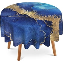 Blue Gold Marble Round Table Cloth 60 Inch,Abstract Geometric Tablecloth Waterproof Stain Wrinkle Resistant Washable Circle Table Cover for Home Kitchen Dining Room Party Outdoor Picnic