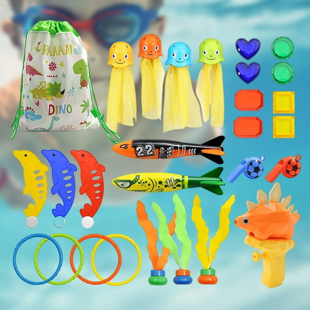 Juego De Buceo De 9 Piezas Para Niños | Juguetes De Piscina Coloridos Y Fáciles De Agarrar | Perfectos Para Nadar Y Jugar En El Agua