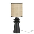 thumbnail image 2 of Nourison 22" Black Modern Tiered Ceramic Table Lamp with Straw Shade, 2 of 8