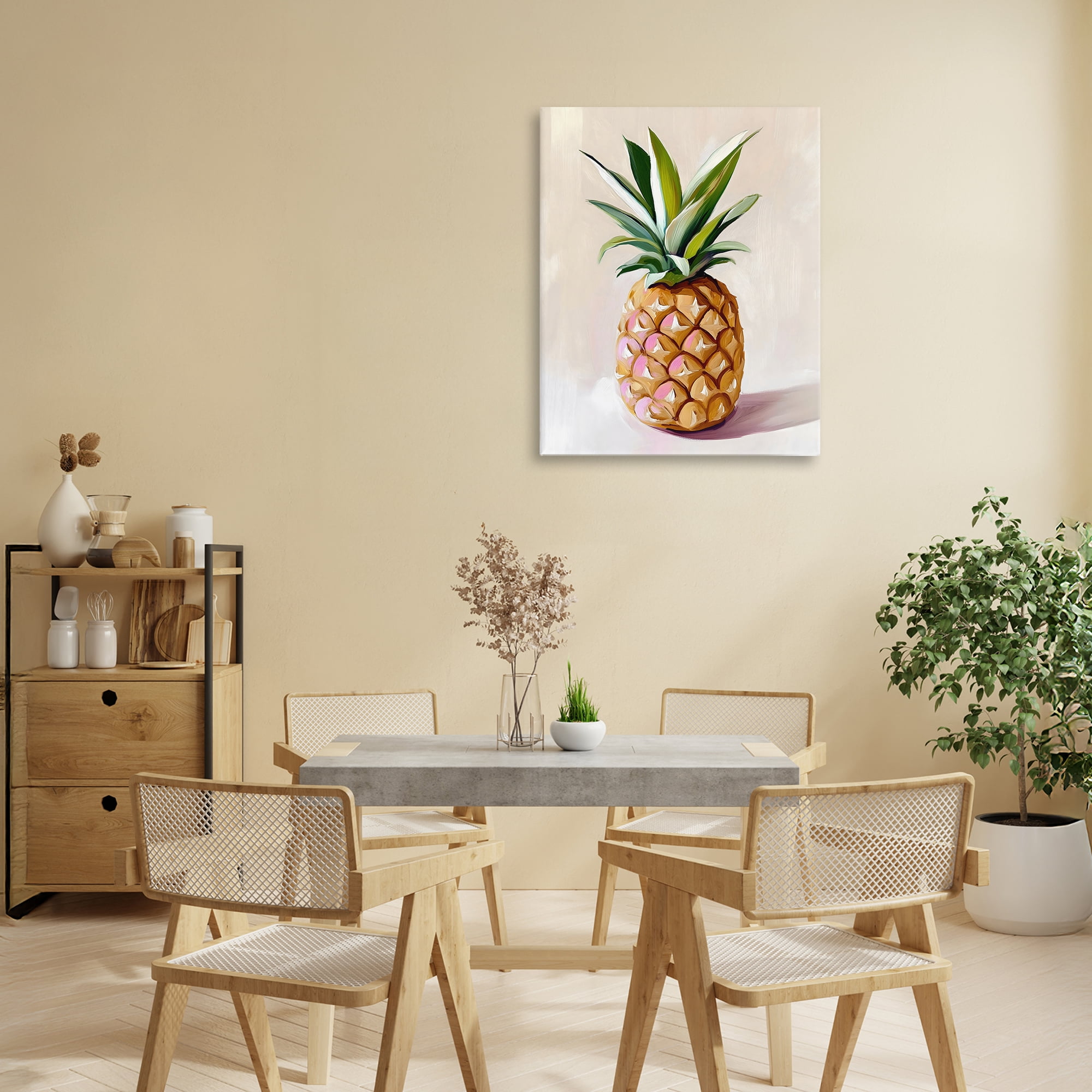 Stupell Industries Pastel Pineapple Tropical Fruit Canvas Wall Art, design by The Prints Vibe