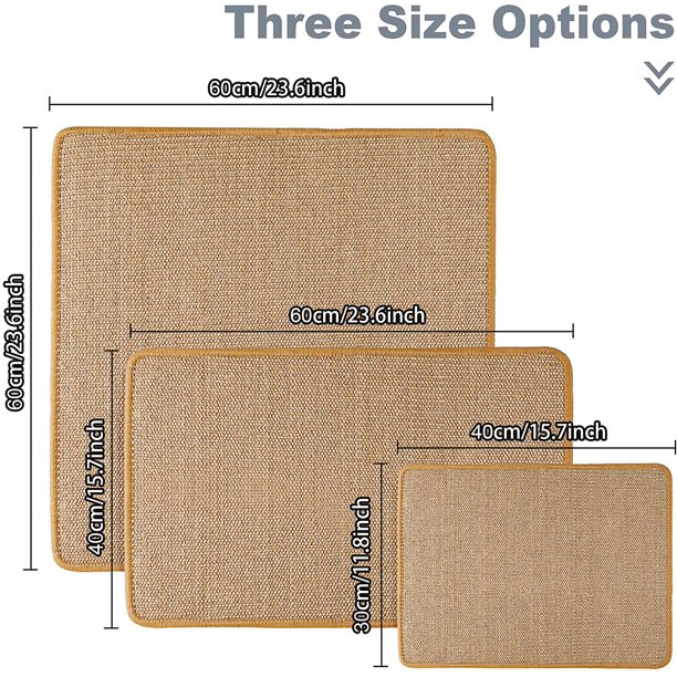 Alfombrilla para rascar para gatos, alfombrilla para rascar para gatos, cuerda tejida, sisal natural, antideslizante, conveniente para el cuidado de las garras, alfombrilla para gatos, protege alfombras y sofás, 30 x 40 cm, color marrón LingWen 8390615524667