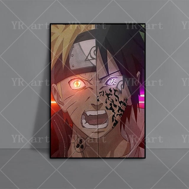 Naruto Poster Print Art Canvas Painting Japanese Anime Mural Pictures Naruto Kakashi Sasuke Kids Bedroom Wall Art Decor Cuadros50X70cm Unframed Gao Jinjia LED