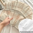 thumbnail image 4 of King Size Fitted Sheet Set - Check Plaid 3 Piece Bedding Sets 16" Deep Pocket Fitted Sheet with 2 Pillowcases, Orange Grids Stripes Modern Minimalist Brushed Microfiber Hotel Luxury Bed Sheets, 4 of 9