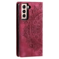 thumbnail image 6 of Case for Samsung Galaxy S21 Wallet Case for Women Girls with Card Holder, Embossed Flower Pattern Magnetic Flip PU Leather Purse Protective Phone Cover for Samsung Galaxy S21, Red, 6 of 11