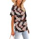 thumbnail image 4 of Camiseta de manga corta plisada elástica con cuello en V y estampado floral de talla grande para mujer OAVQHLG3B Store lin121212, 4 of 4