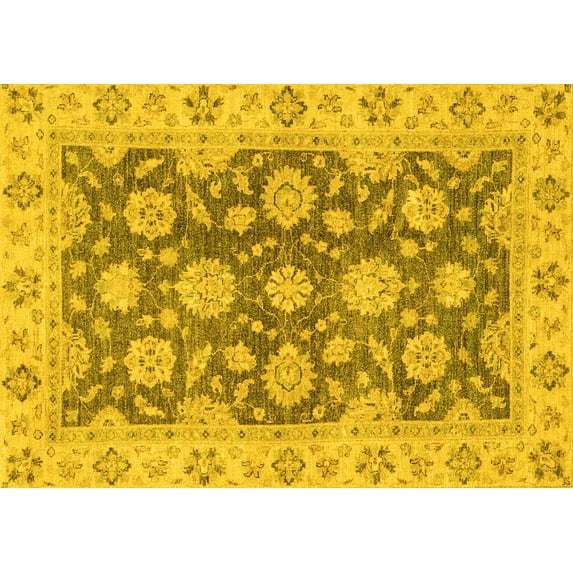 Ahgly Company Indoor Rectangle Oriental Yellow Traditional Area Rugs, 8' x 10'