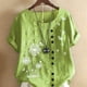 thumbnail image 1 of Plus Size Dandelion Print Short Sleeve T-shirt, Women's Plus Casual Round Neck Tee, 1 of 1