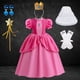 thumbnail image 1 of Vestido de princesa Peach para fiesta de cumpleaños de niñas, Vestido largo de encaje de manga abullonada rosa para baile de graduación, disfraz de Aurora para Halloween Fivean unisex, 1 of 2