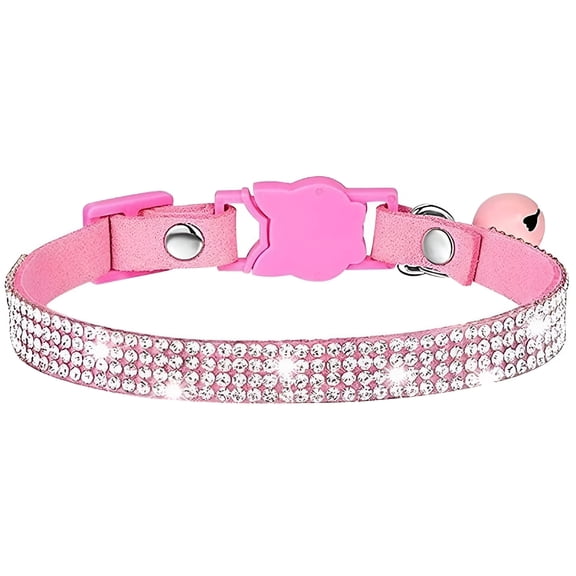 GASTROPOD 1Pack Rhinestones Dog Cat Collars with Bell Bling Pet Puppy Collars with Soft Velvet Crystal Collars Girl Jeweled Necklace