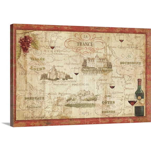Great BIG Canvas | "Wine Map" Canvas Wall Art - 24x16