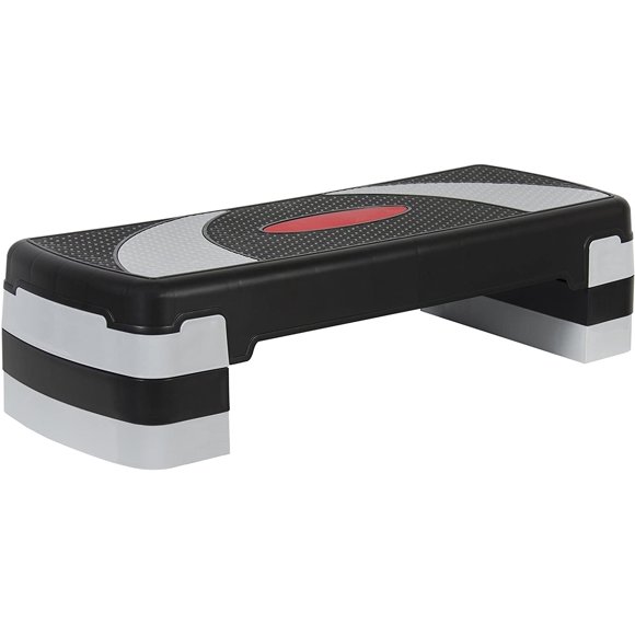 Stanz (TM) 30.5" Black Adjustable Aerobic Stepper Step Exercise Trainer Workout Fitness Yoga Risers 3 Position - 4" - 6" - 8"