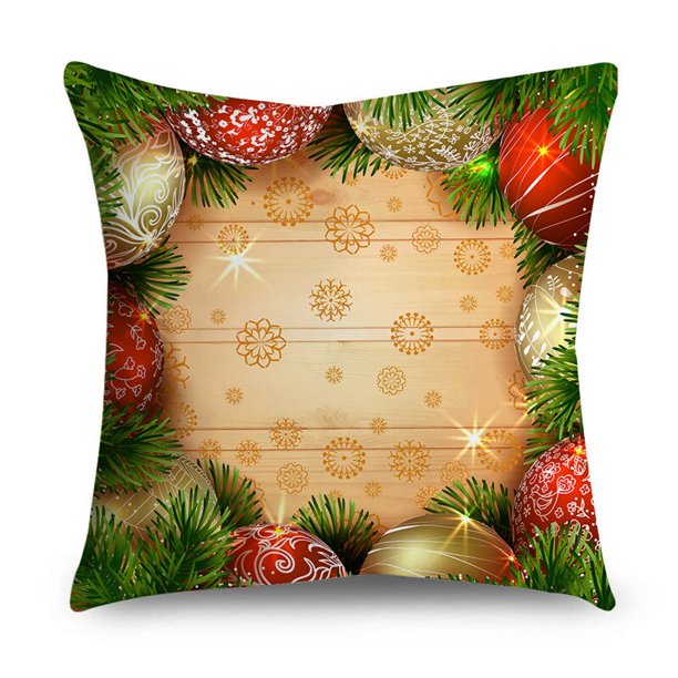 Fundas de almohada de Navidad para sofá, decoración del hogar, 40/45/50cm, bolas de adorno, campanas de bayas de acebo