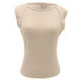 thumbnail image 7 of Tittly Vest for Women Tank Tops Ladies Fashion Solid Color Sleeveless Crew Neck Slim Ribbed Tank Top Top T Shirts for Women Going Out Tops Beige L, 7 of 7