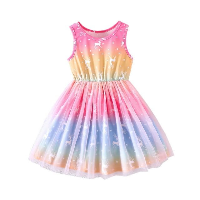 Girl Dresses Ruffle Sleeveless Tulle Dresses for Girls Spring Dresses for Girls First Birthday Outfit Girl Toddler Girl Summer Clothes 3-4 Years Girls Fashion