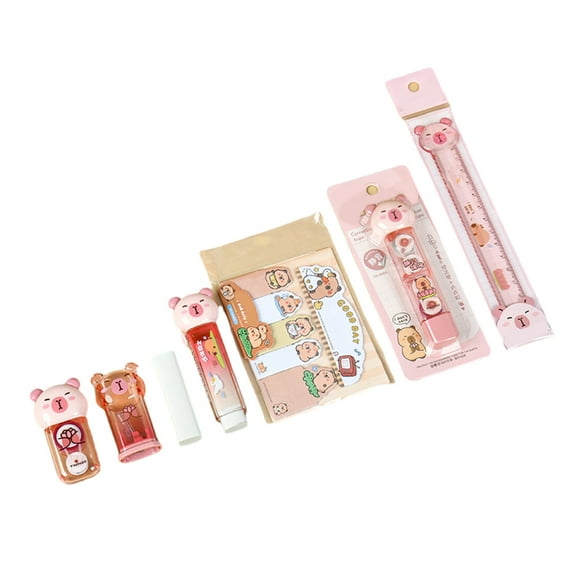 1 Set Capybara Stationery Set Sharpener Learning Gift Box Ruler Kindergarten Gift for Classroom Prize Present Exchange