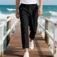 thumbnail image 7 of Ayfxijin Leggings for Men，Men's Casual Solid Color Elastic Waist Drawstring Beach Wide Leg Pocket Pants, 7 of 7
