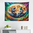 thumbnail image 3 of Ambesonne Space Wall Hanging Tapestry, Funny Pizza Astronaut Friends, 28"x23", Jade Green Amber Purple, 3 of 3