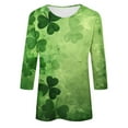 thumbnail image 5 of Xuyuer Womens 3/4 Sleeve St. Patrick's Day T-Shirts Crew Neck Spring Graphic Tee Tops Cute Tunic Tops Basic Tees Blouses Business Work Casual Tee Top Printed Graphic Tee Tops, 5 of 5