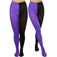 thumbnail image 5 of ToBeInStyle Women's Two Toned Jester Tights w/ Reinforced Toe - Black/Purple - One Size Plus, 5 of 5