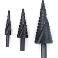 thumbnail image 3 of Juego de brocas escalonadas de nitruro en espiral para metal, PVC, carpintería y tareas de aumento, 3 piezas, para orificios de 4-12 mm, 4-20 mm, 4-32 mm, 3 of 6
