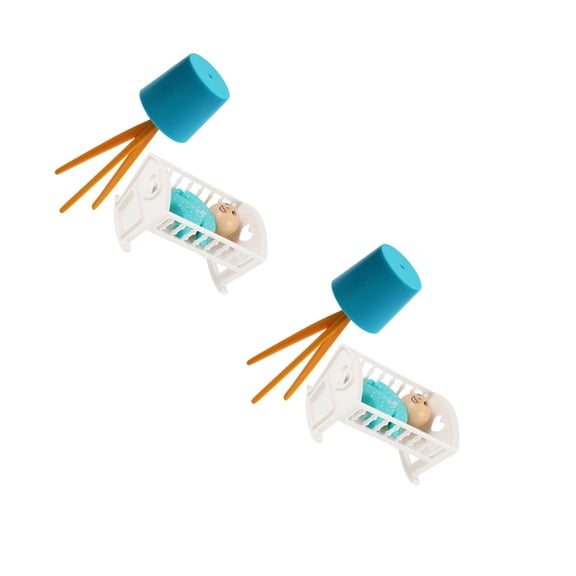 Worgeous 2 Sets of Doll House Crib Decoration Mini Crib Decor Mini Baby Prop Bedroom Scene Prop Doll House Floor Lamp Accessories