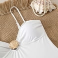 thumbnail image 4 of Women One Piece Swimsuits, One Piece Bathing Suit, Ladies Swimsuits, Women Spaghetti Straps One Piece Swimsuit Seashell Cct Out Bathing Suit Beach Vacation Outfits Slimming Swimwear, White XL, 4 of 7