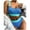 Blue, variant on MGDXOX Women's Sports High Waisted Swimsuits Two Piece Scoop Neck Crop Top Bikini Cheeky High Cut Ribbed Color Block Bathing Suit Orange M