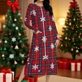 thumbnail image 2 of Women's Zipper Robe Xmas Plaid Print Housecoats Long Sleeve Pajamas with Pocket Soft Knee Length Nightgowns Fitted Bathrobes Comfy Christmas Pajama, 2 of 9
