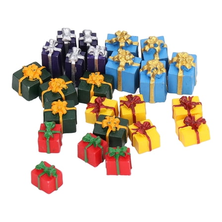 25Pcs Dollhouse Christmas Present Boxes – Mini Resin Gift Box Ornaments for 1:12 Scale Dollhouse, Xmas Tree Decorations & DIY Crafts