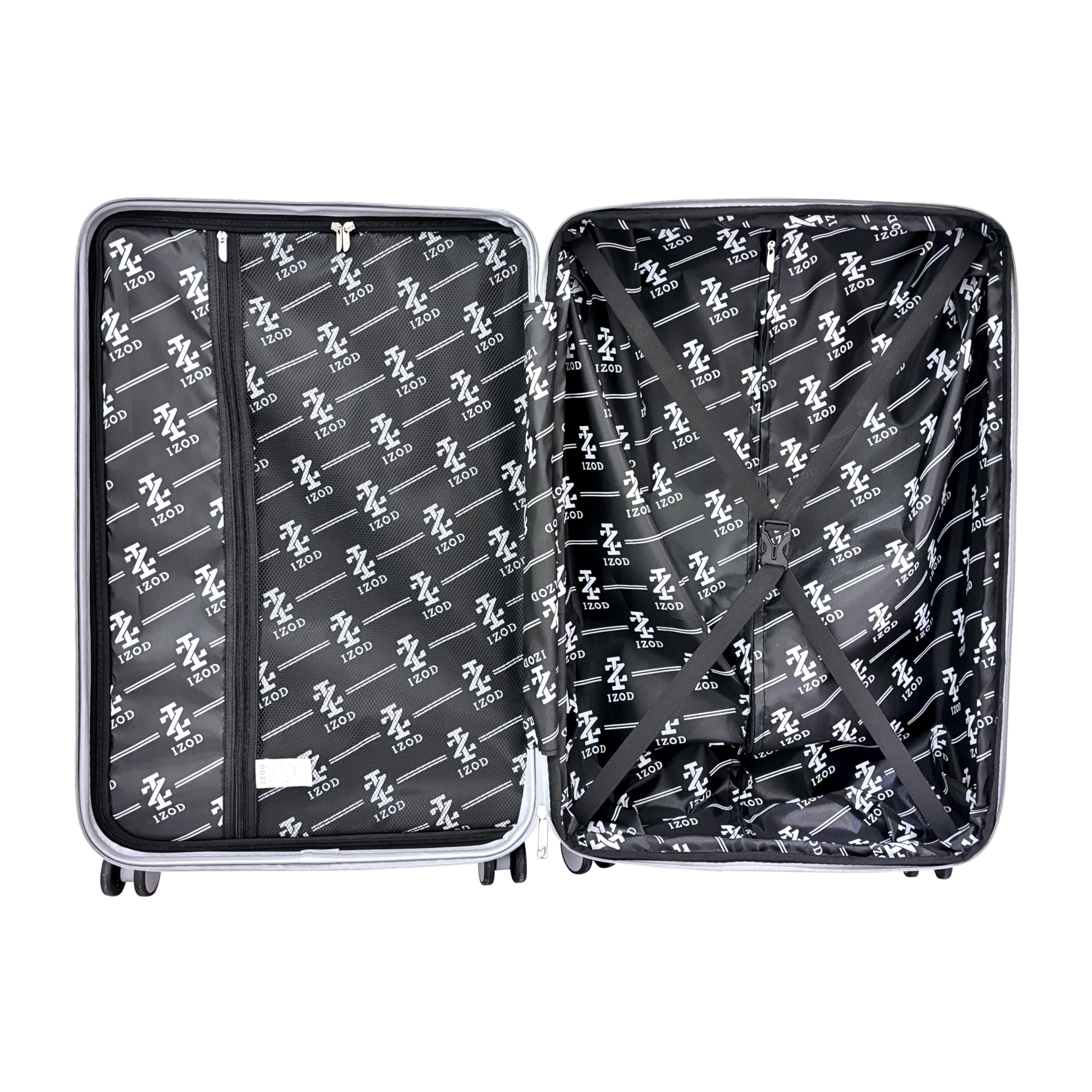 IZOD Harper Expandable Luggage Set - Stylish and Functional 3 Piece Luggage Set - Water-Resistant Zippers - Spinner Wheels Luggage Set - Versatile Sizes: 28", 24", and 20" (Slate Grey)