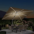 thumbnail image 3 of PURPLE LEAF  9 x 12 ft Double Top LED Rectangle Patio Cantilever Umbrella Beige, 3 of 5