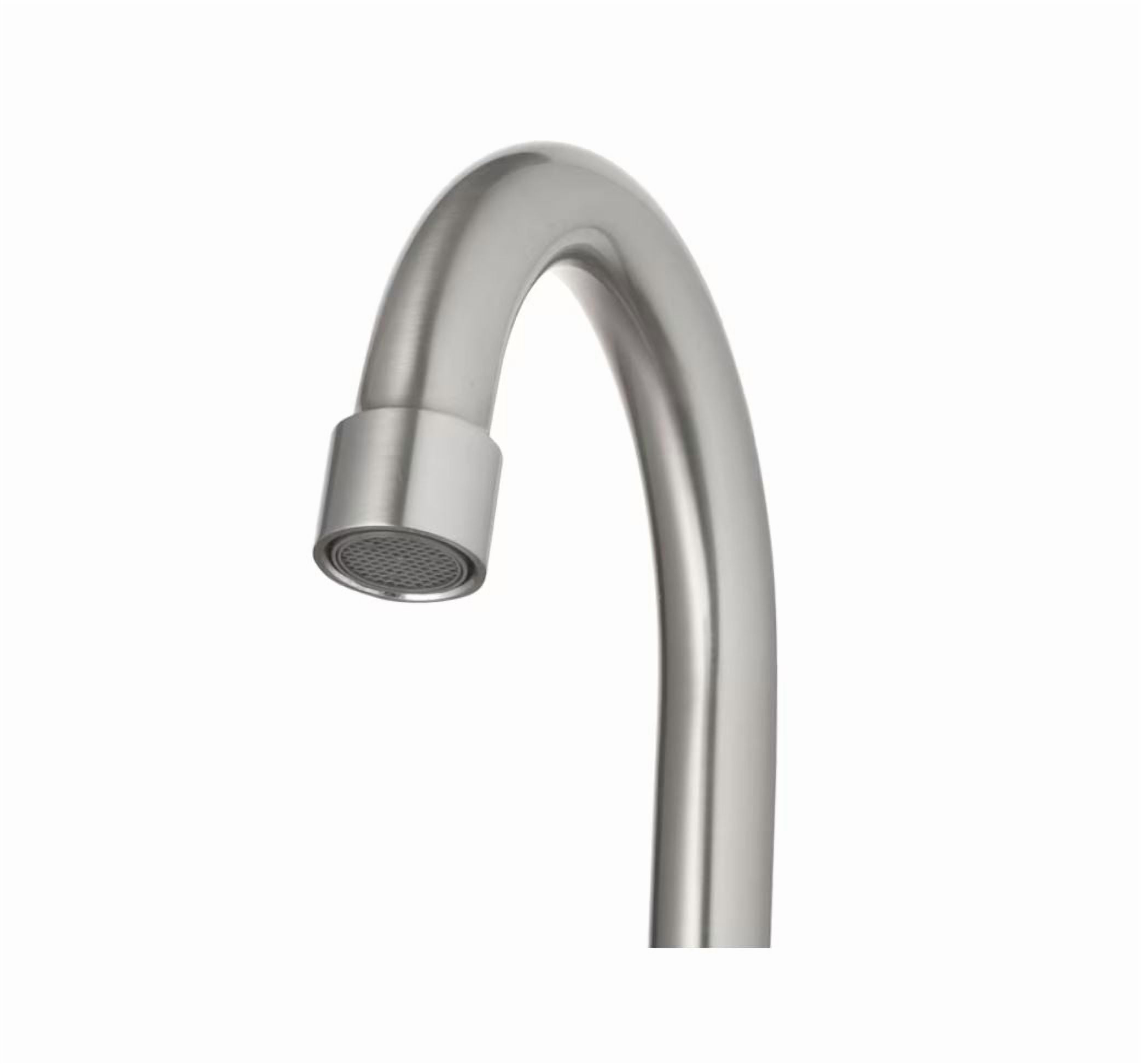 Project Source Larton Brushed Nickel 4-in centerset 2-handle WaterSense High-arc Residential Handle Bathroom Sink Faucet with Drain with Deck Plate