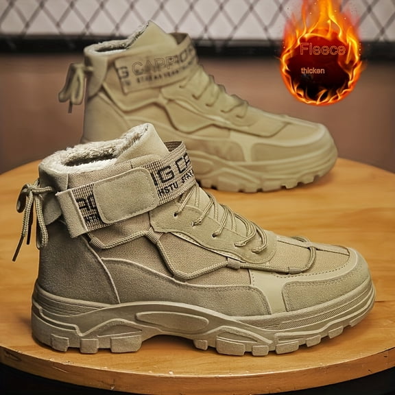 Men's Winter Thermal Insulated Ankle Boots - Heavy-Duty Upper, Thick Rubber Sole with Traction Tread, Lace-Up Ankle Support & Arch Support, Warm Lining for Hiking, Ideal for Cold Weather & Snow