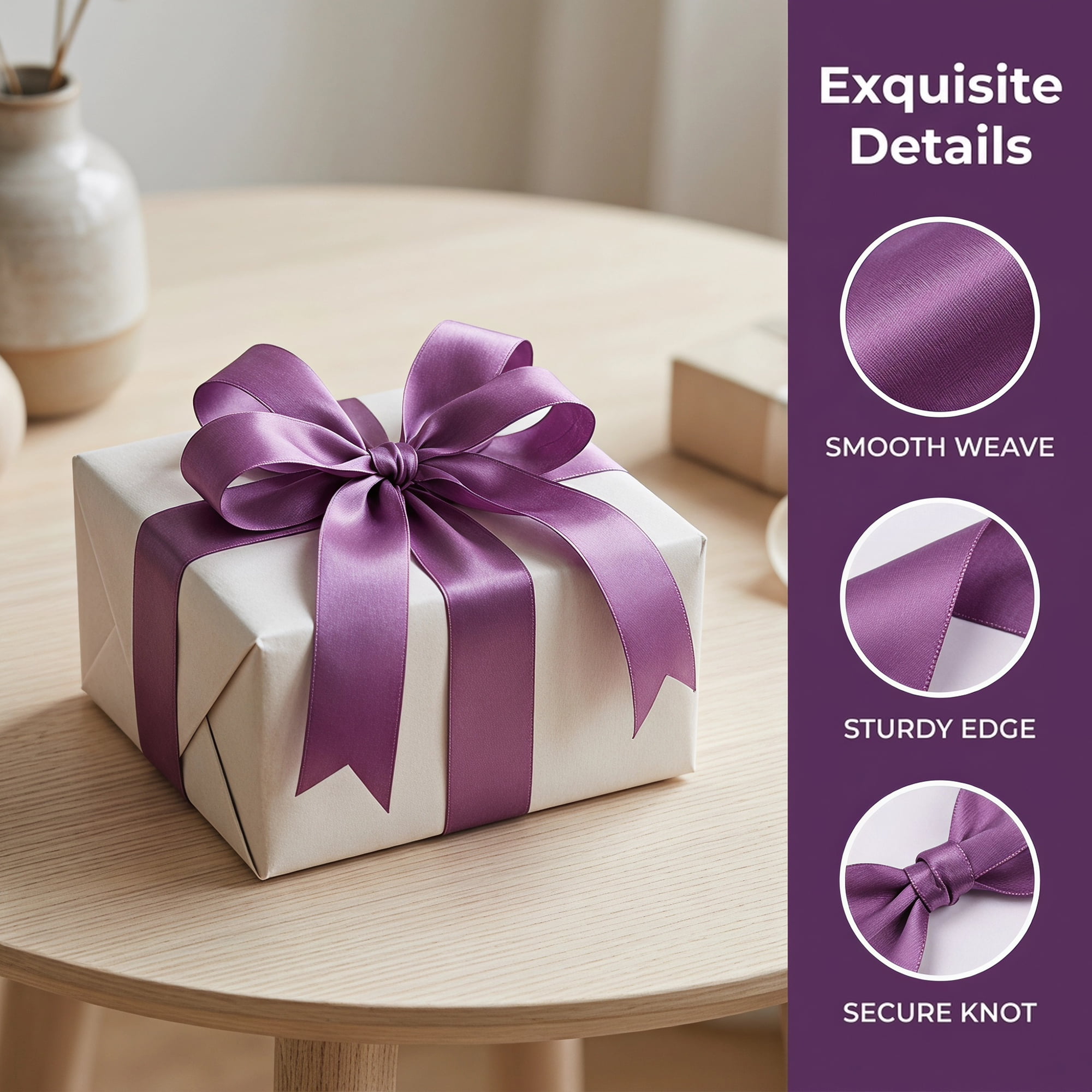 Unique Bargains Elegant Satin Ribbon for Gift Wrapping and Decoration Purposes Purple