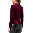 thumbnail image 3 of INSPIRE CHIC Women's Mesh Panel Swiss Dots V-Cut Neck Patchwork Long Sleeve Top L Wine Red, 3 of 6