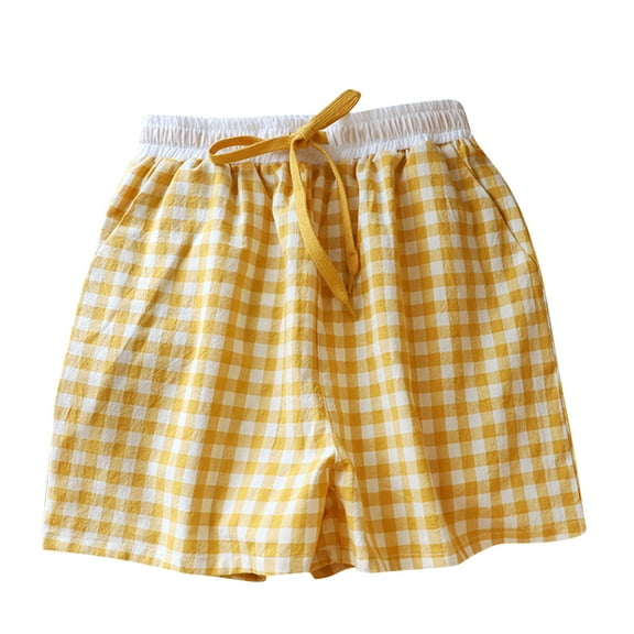 Kaemgyyd Women Boxer Shorts Cute Plaid Cotton Drawstring Pajama Shorts Summer Beach Lounge Pj Bottoms with Pockets